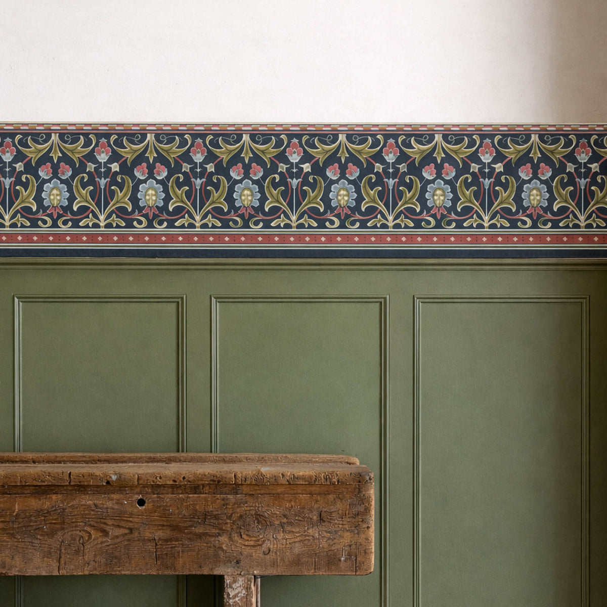 Ornamental Frieze in Indigo/Thyme by Morris & Co.