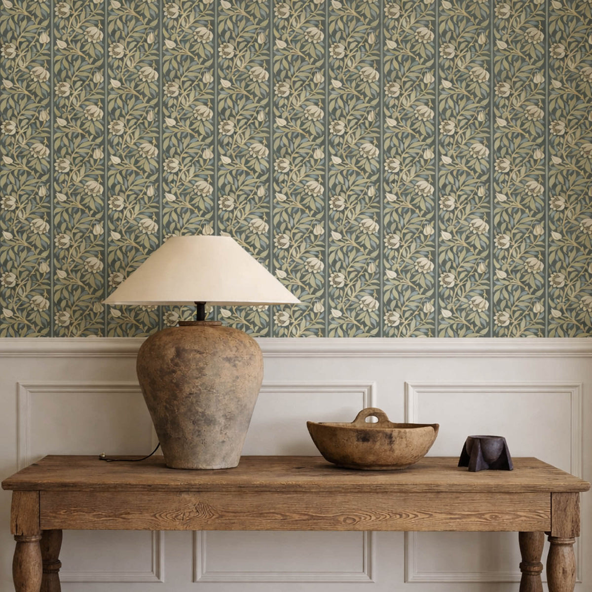 Peony Trellis in Bayleaf/Slate by Morris & Co.
