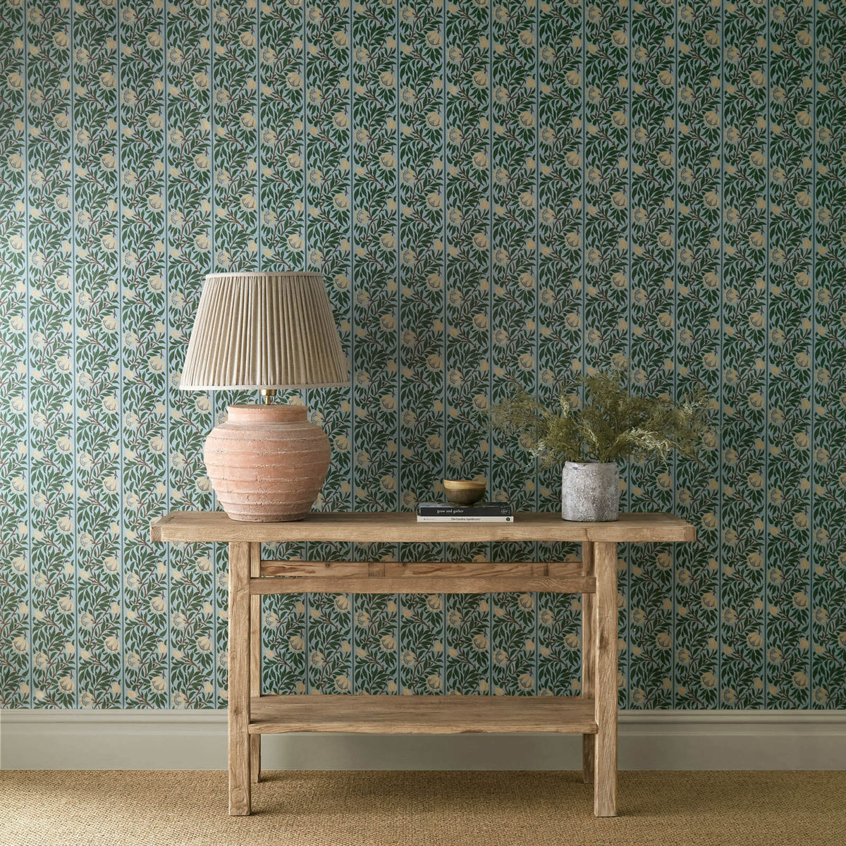 Peony Trellis in Soft Blue/Nettle by Morris & Co.