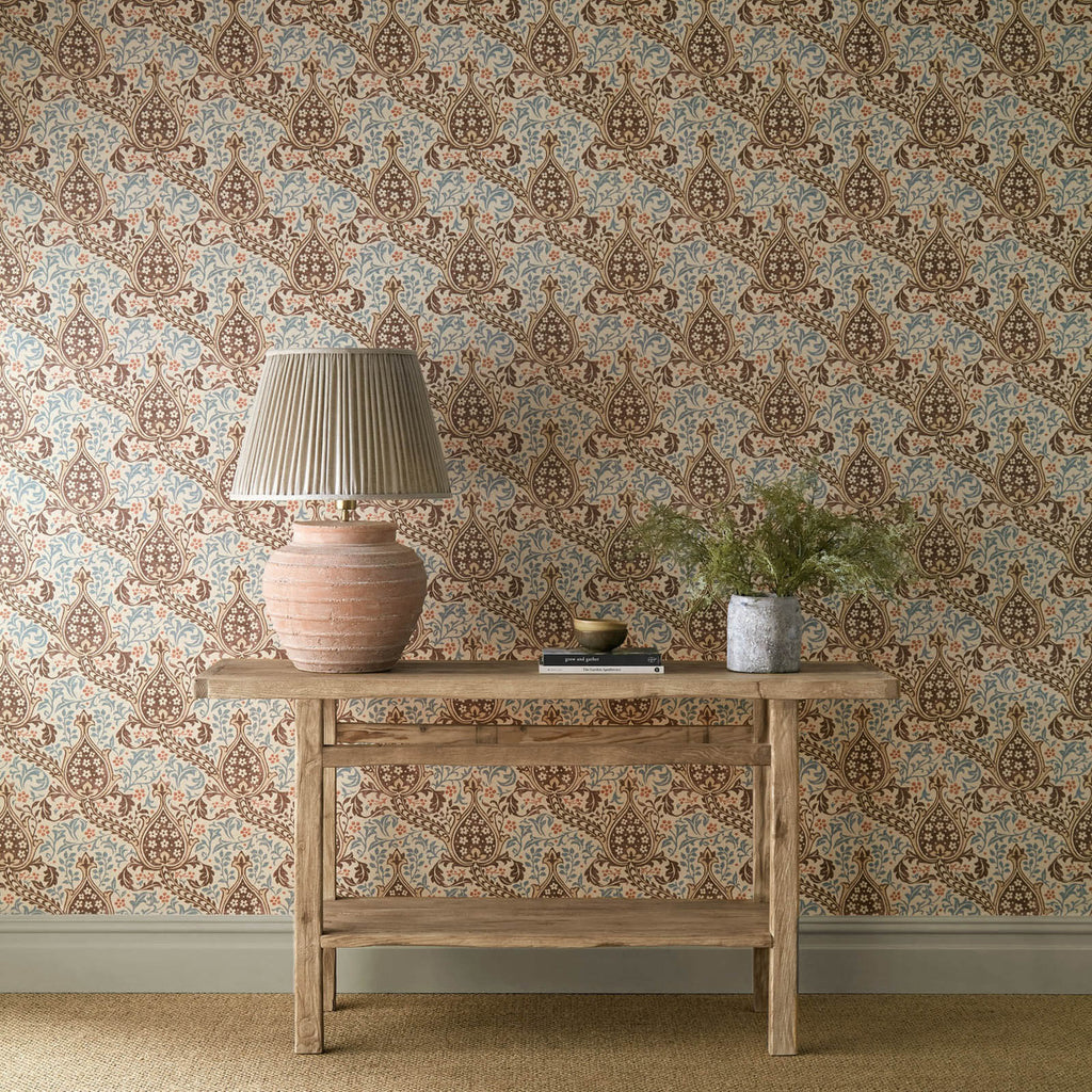 Persian Tulip in Umber/Mineral Blue by Morris & Co.