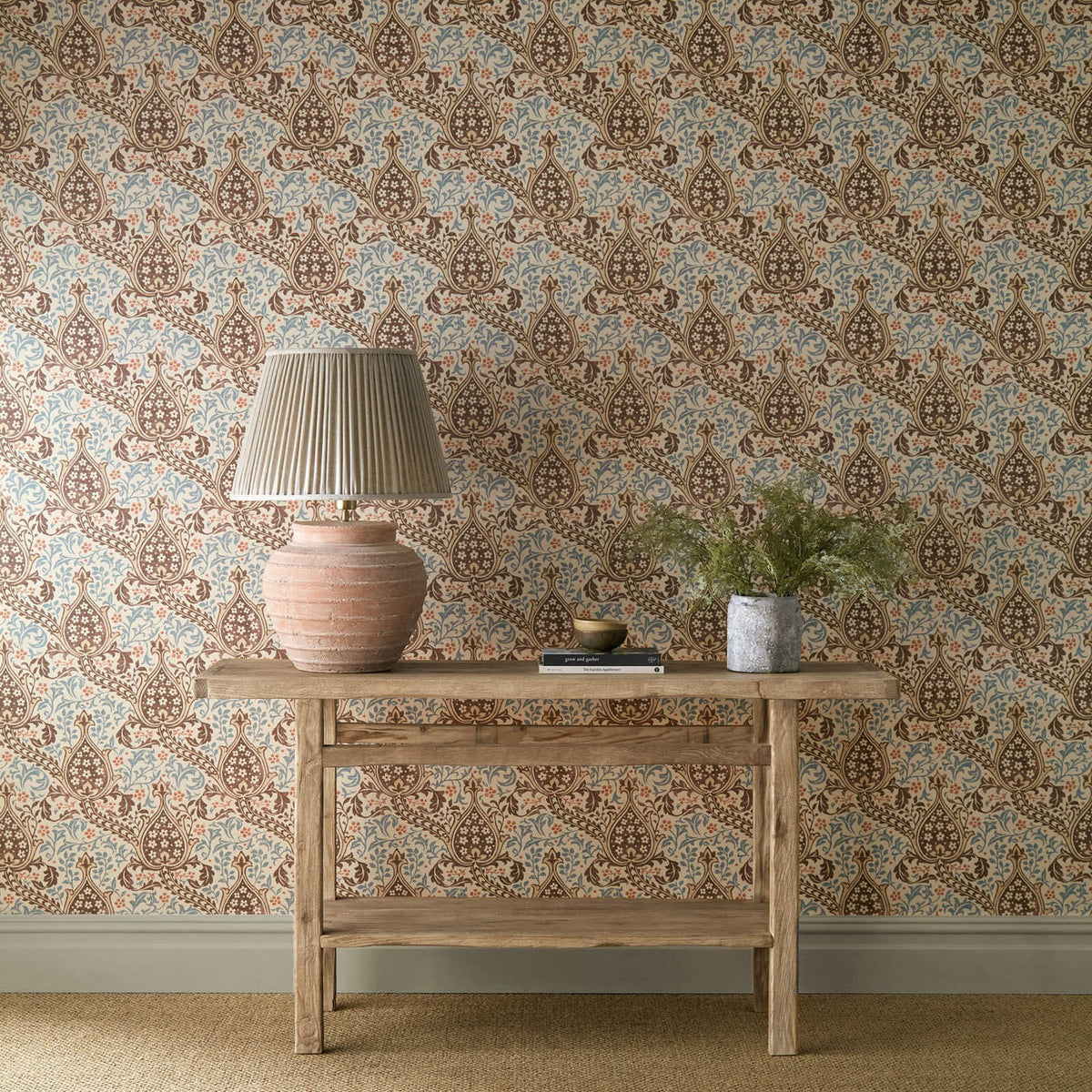 Persian Tulip in Umber/Mineral Blue by Morris & Co.