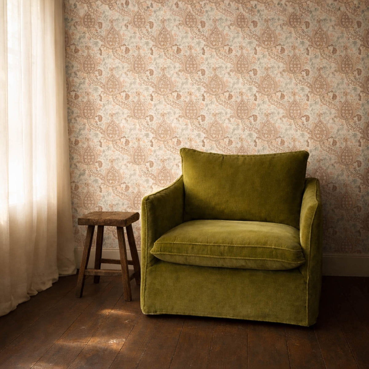 Persian Tulip in Umber/Mineral Blue by Morris & Co.