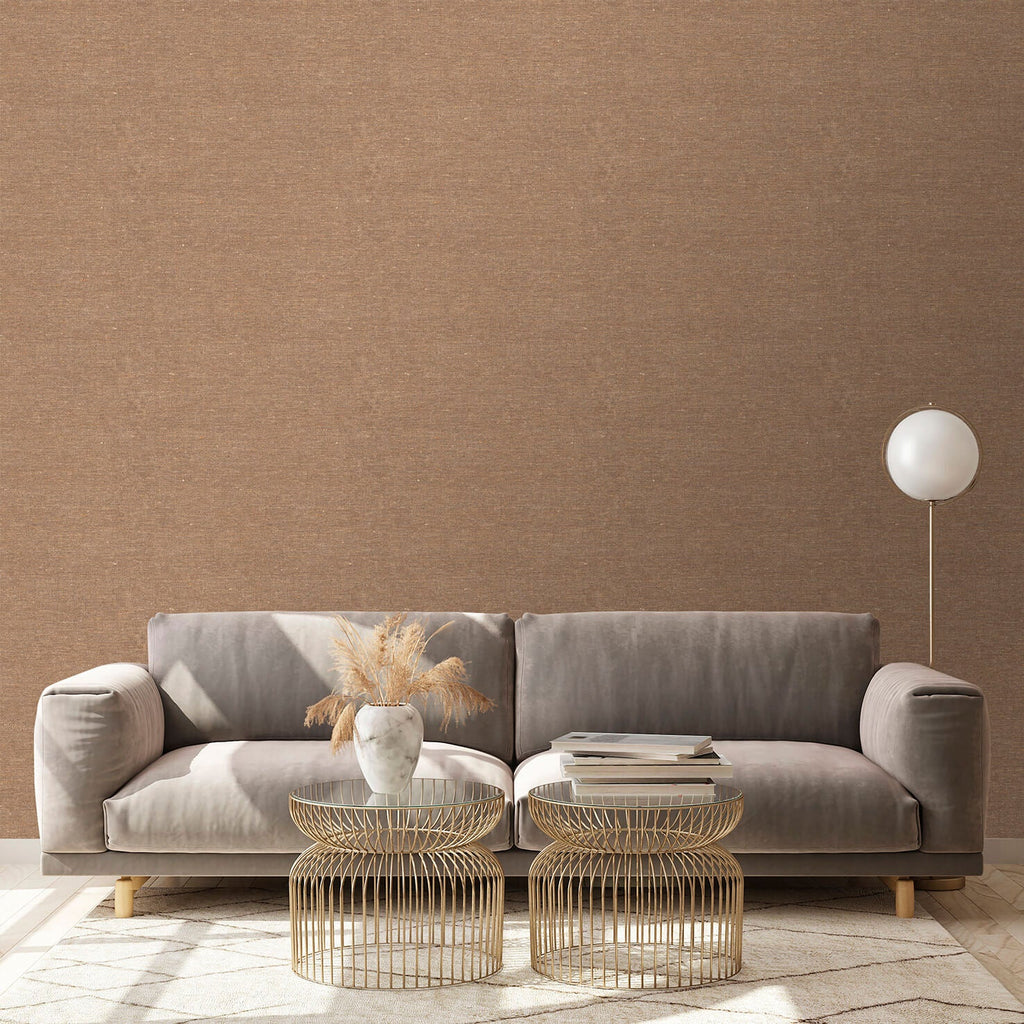 Faux Hemp Texture Wallpaper - Imperial Brown room view