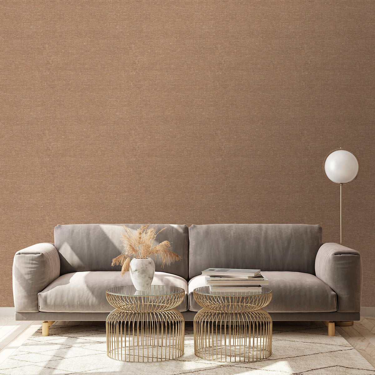 Faux Hemp Texture Wallpaper - Imperial Brown room view