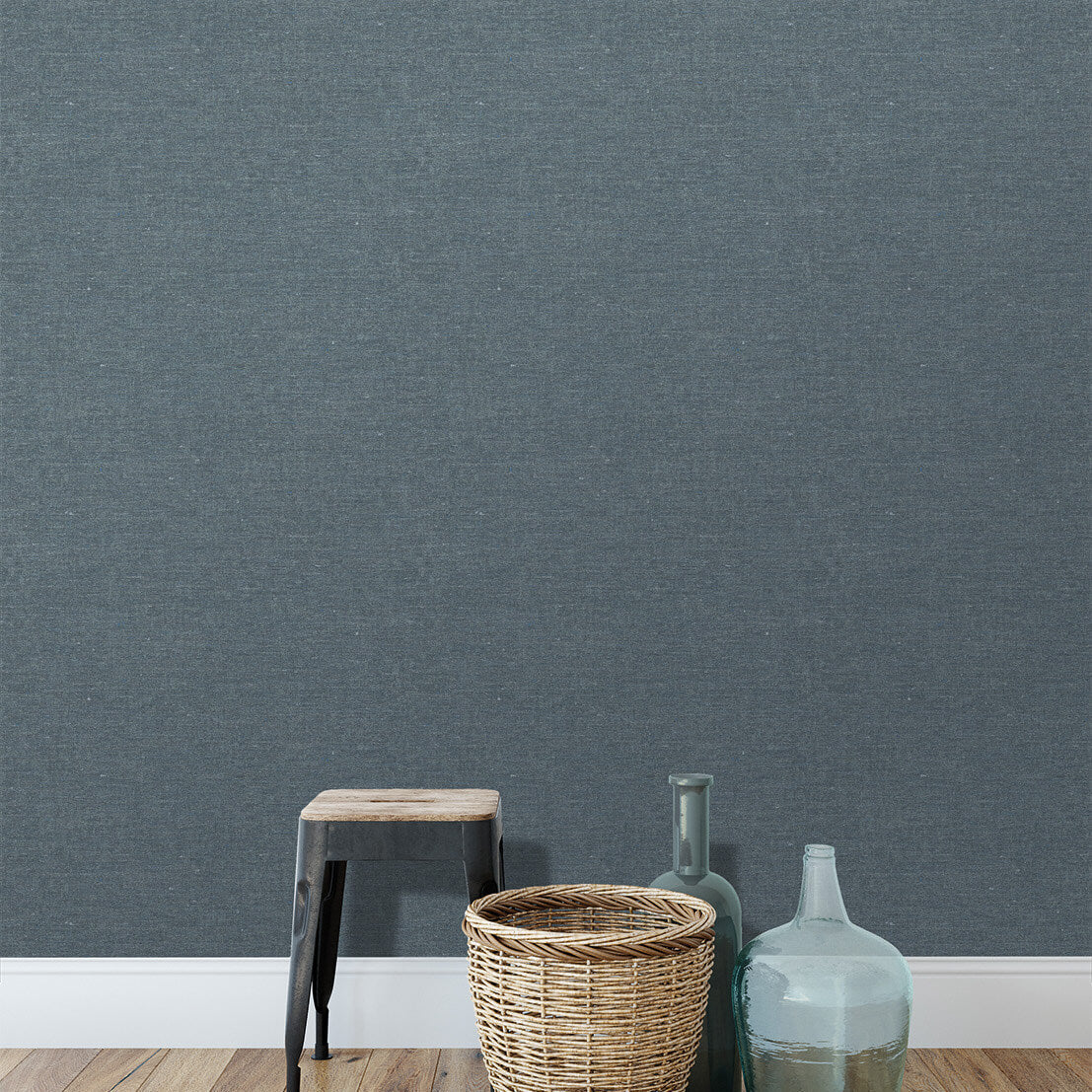 Faux Hemp Texture Wallpaper - Blue Fusion room view