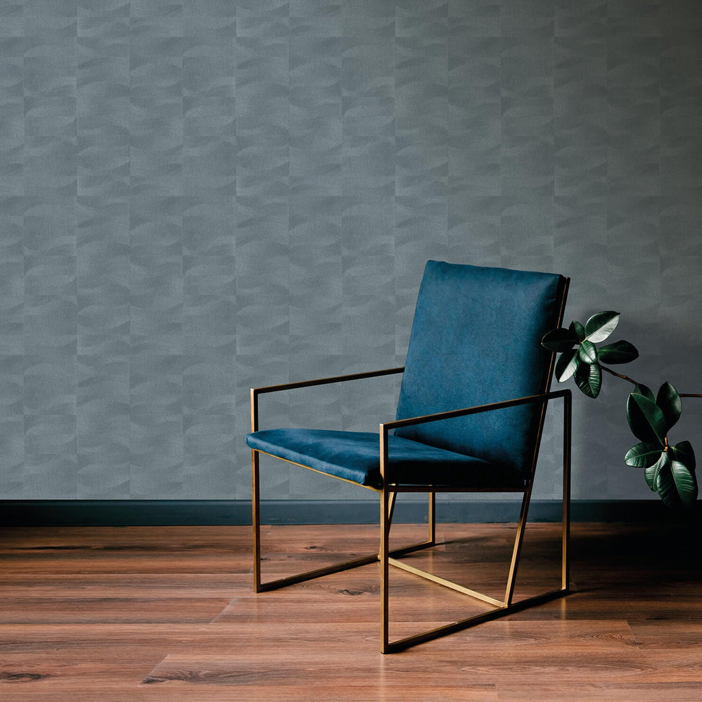 Terra Tide Geo Texture Wallpaper - Blue Fusion room view