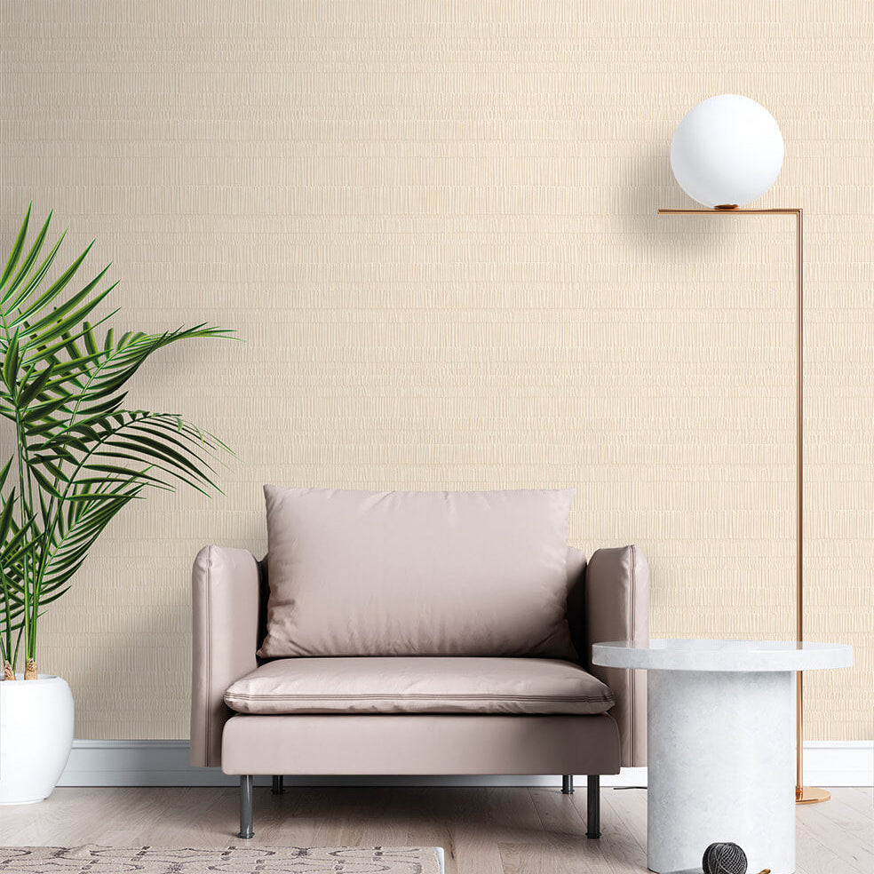Pleated Origami Texture Wallpaper - Beige room view
