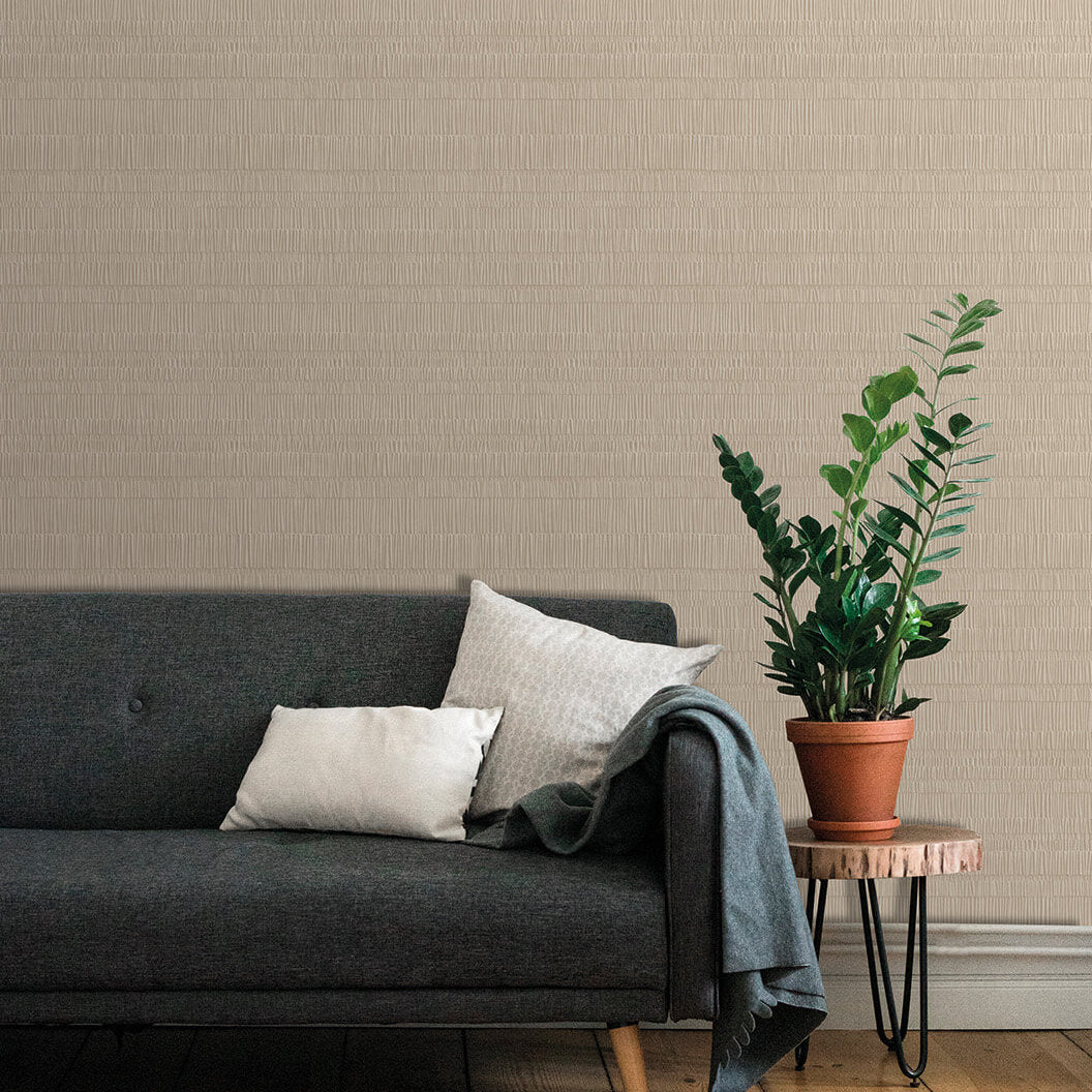 Pleated Origami Texture Wallpaper - Almond Milk room view