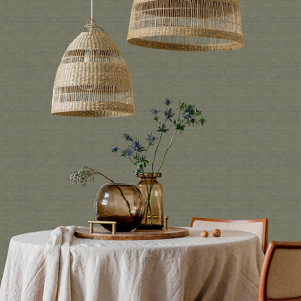 Pleated Origami Texture Wallpaper - Green room view
