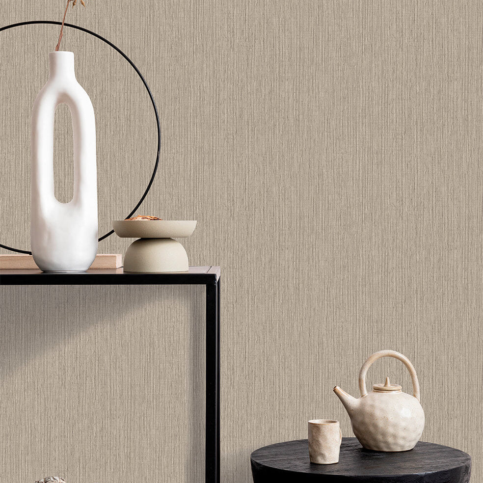 Sienna Strand Texture Wallpaper - Warm Grey room view
