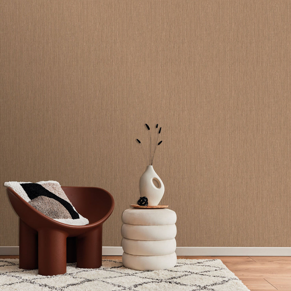 Sienna Strand Texture Wallpaper - Chestnut room view