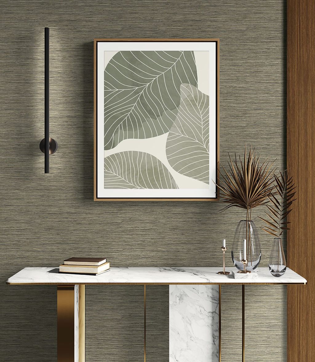Savannah Sisal Shale LS60417 wallpaper in a styled room