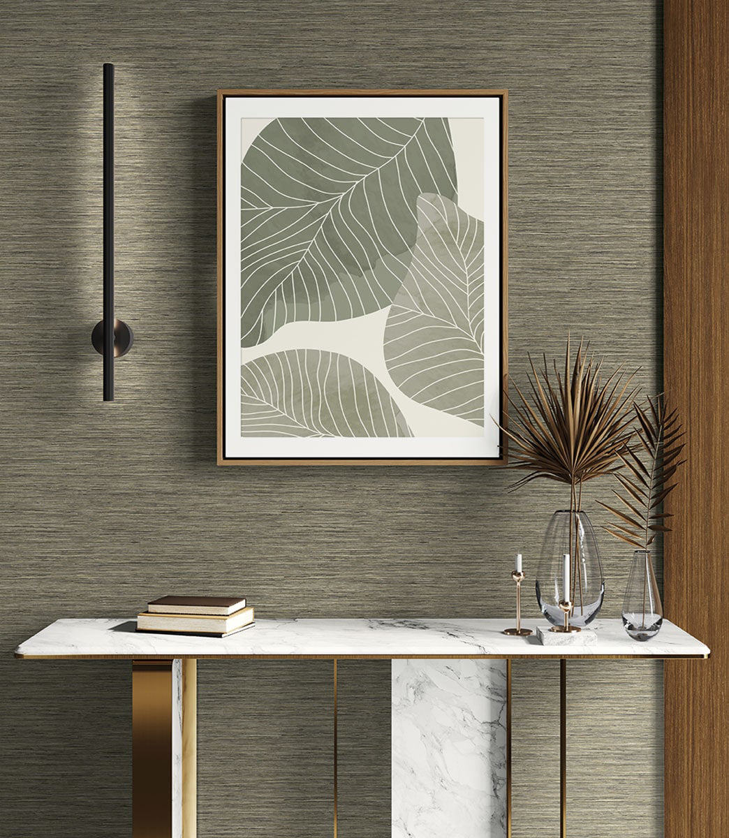 Savannah Sisal Shale LS60417 wallpaper in a styled room
