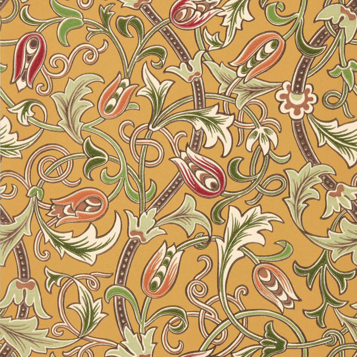 Scrolling Tulip in Gold by Morris & Co.