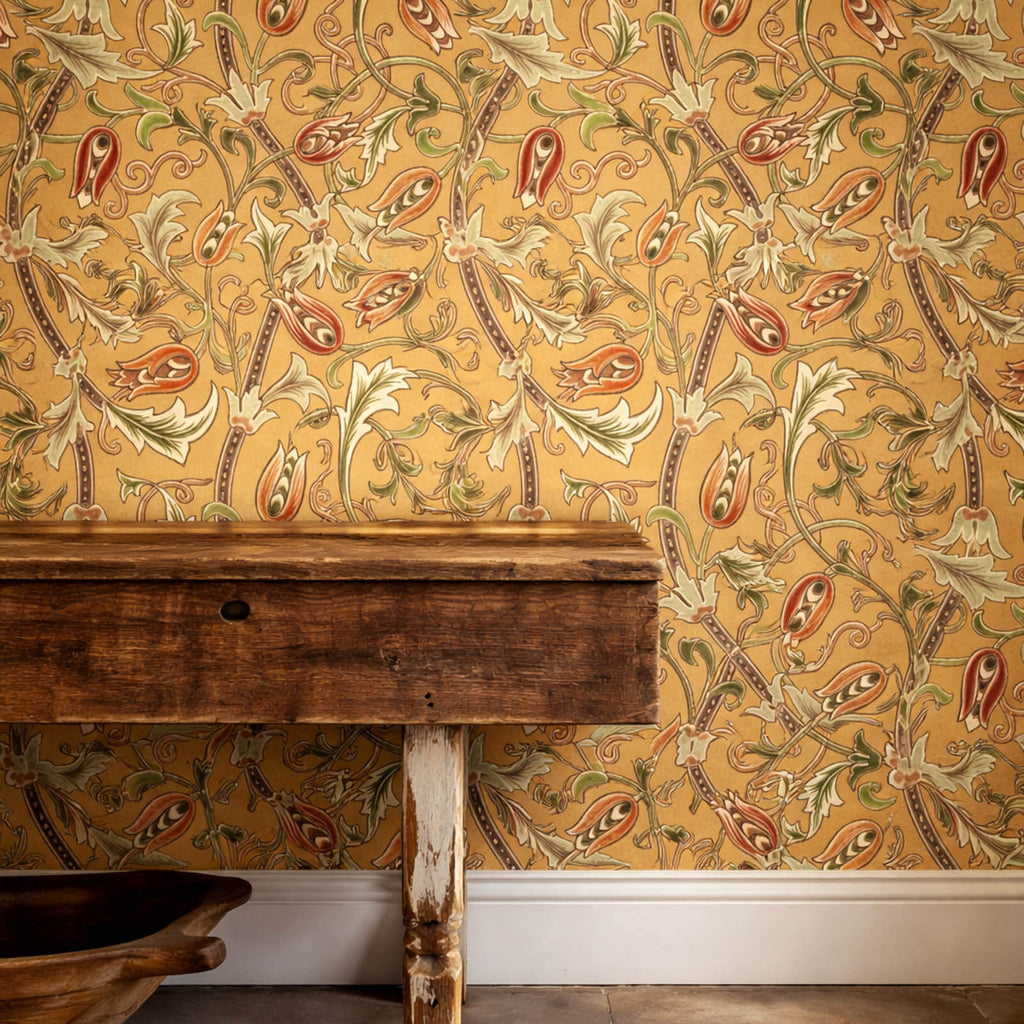 Scrolling Tulip in Gold by Morris & Co.