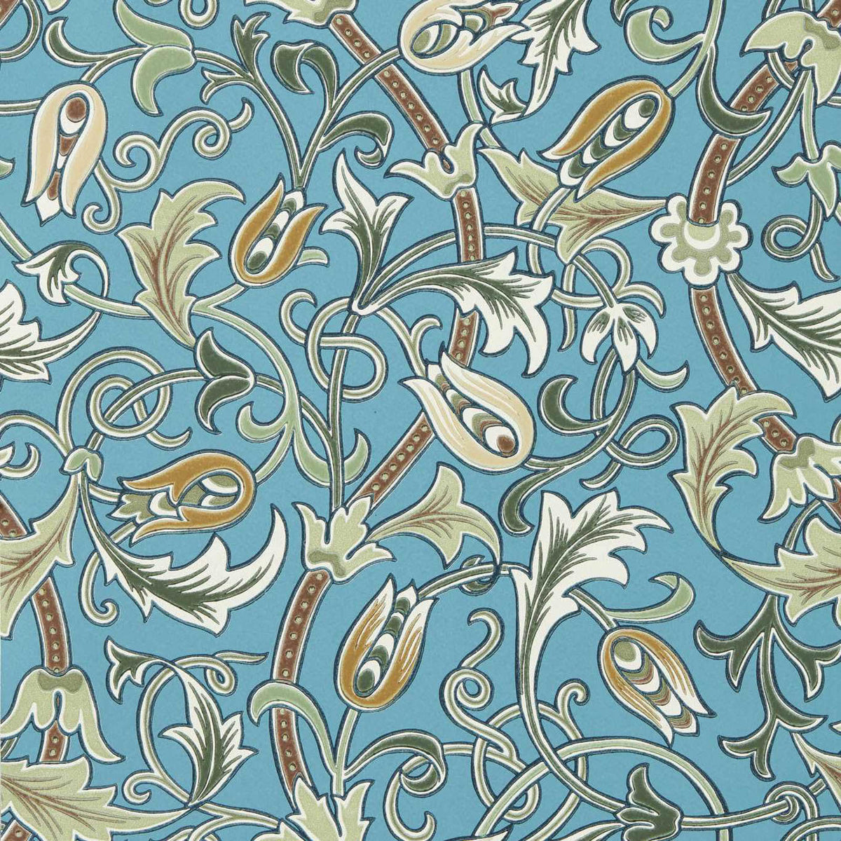 Scrolling Tulip in Woad/Thyme by Morris & Co.