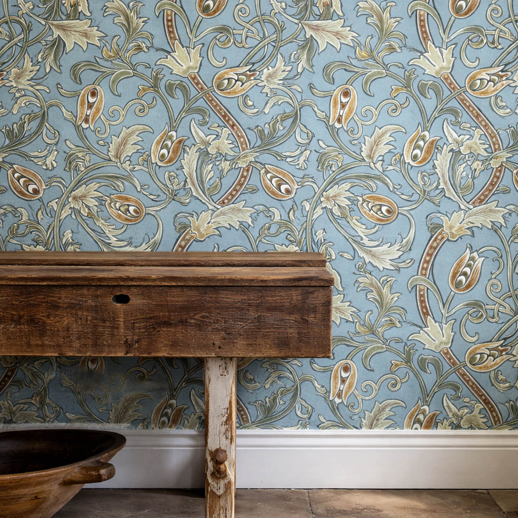 Scrolling Tulip in Woad/Thyme by Morris & Co.