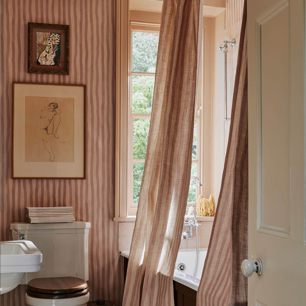 ARTIST'S STRIPE Wallpaper - Sakura & Astrantia