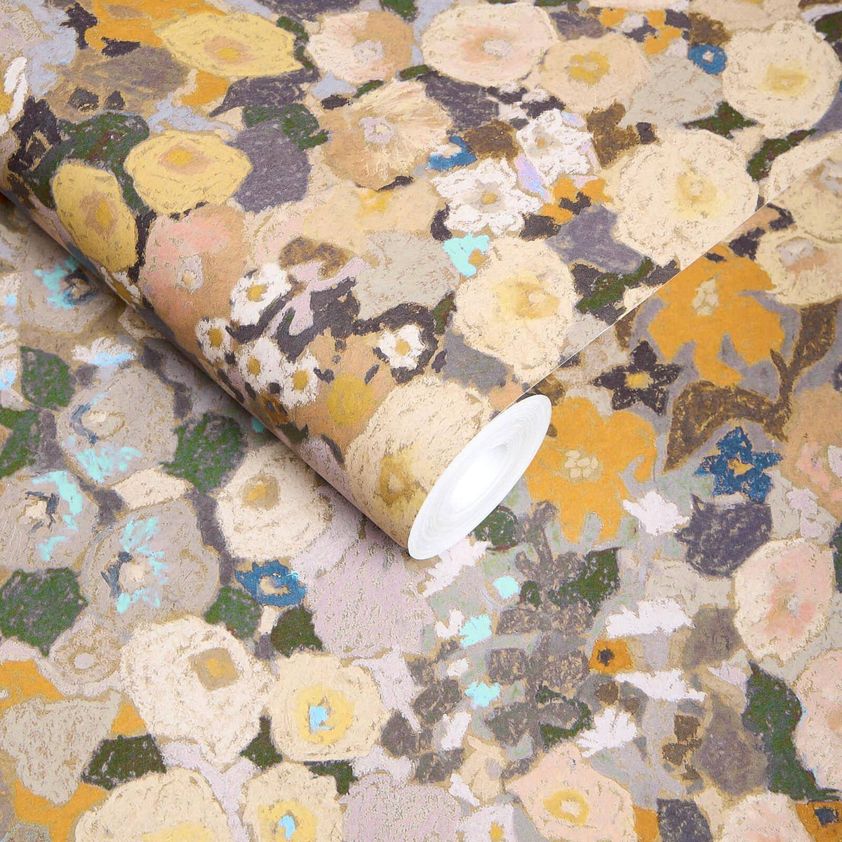 HOLLYHOCKS Wallpaper - Flax