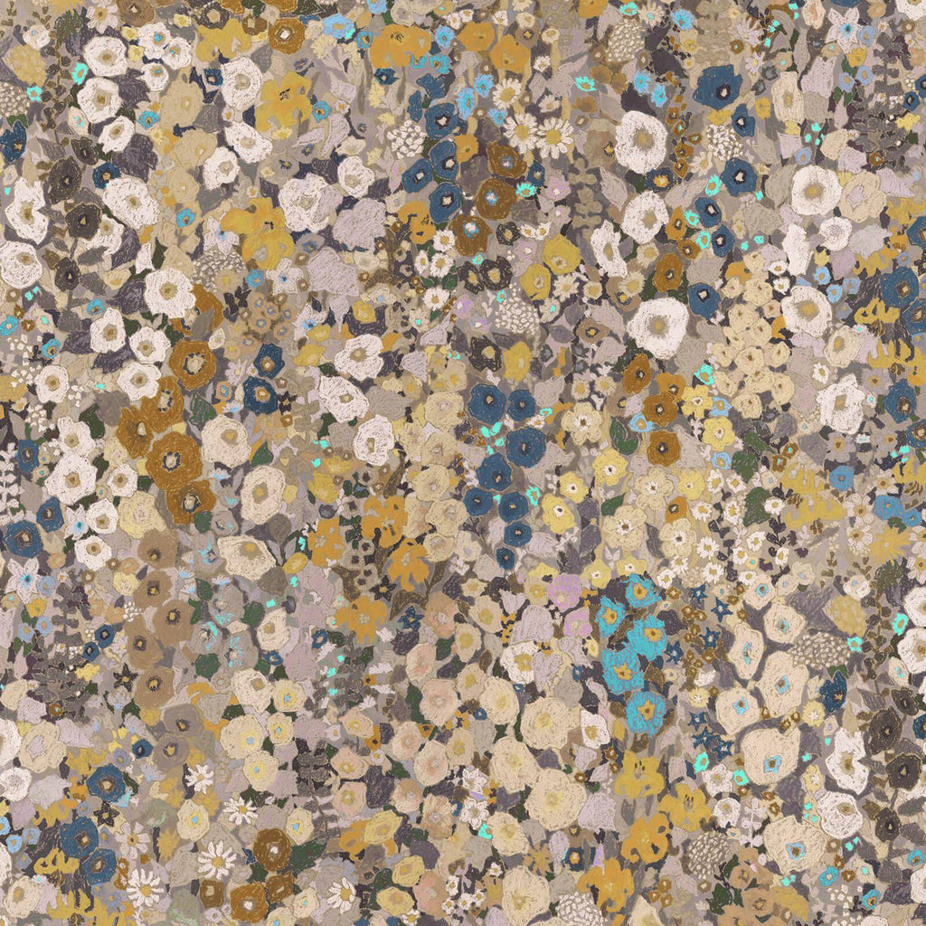 HOLLYHOCKS Wallpaper - Flax