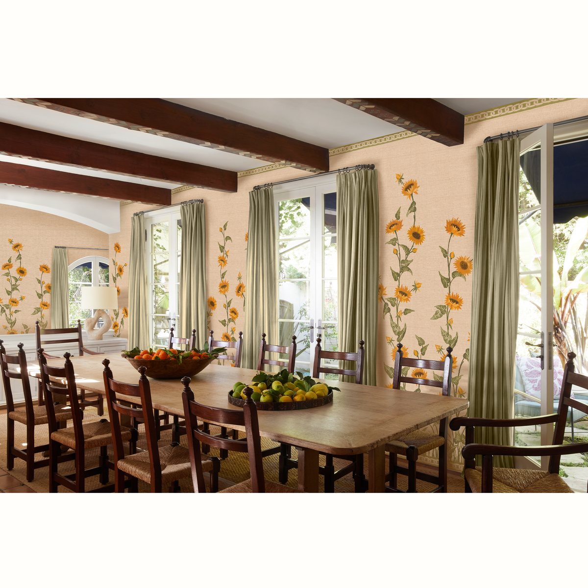 Sunflower Field Grasscloth Mural by Peter Dunham - Original