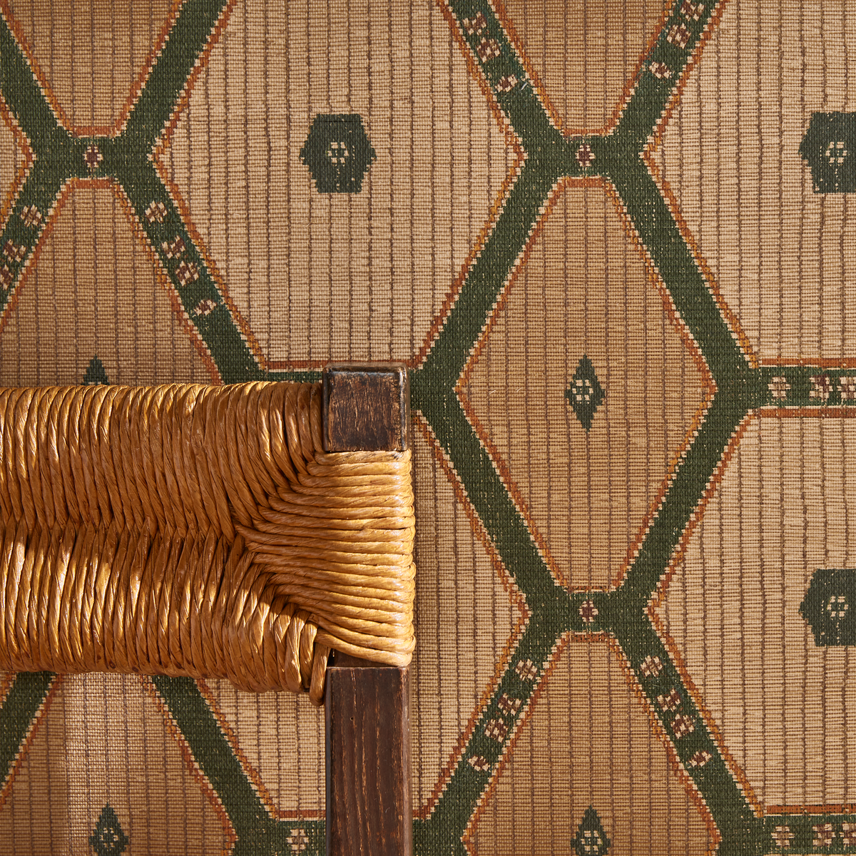 Tuareg Grasscloth Wallpaper by Peter Dunham - Madder/Blue