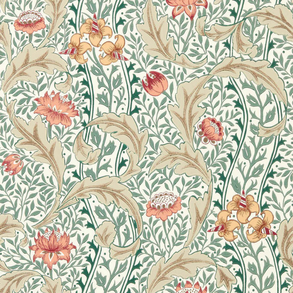 Wild Tulip & Vine in Coral/Teal by Morris & Co.