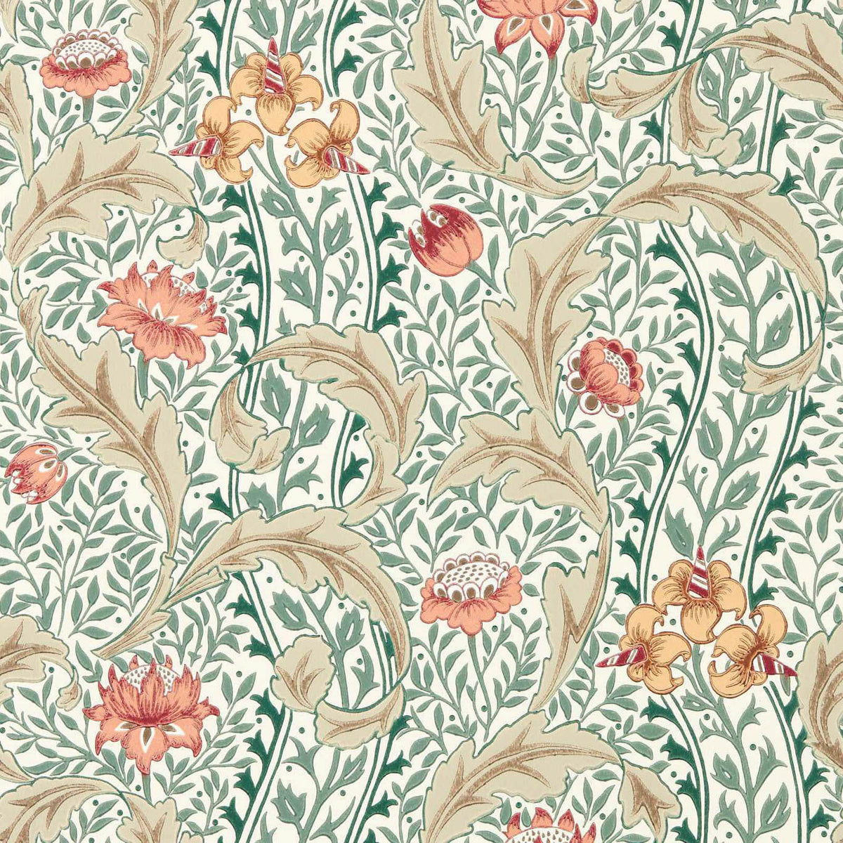 Wild Tulip & Vine in Coral/Teal by Morris & Co.