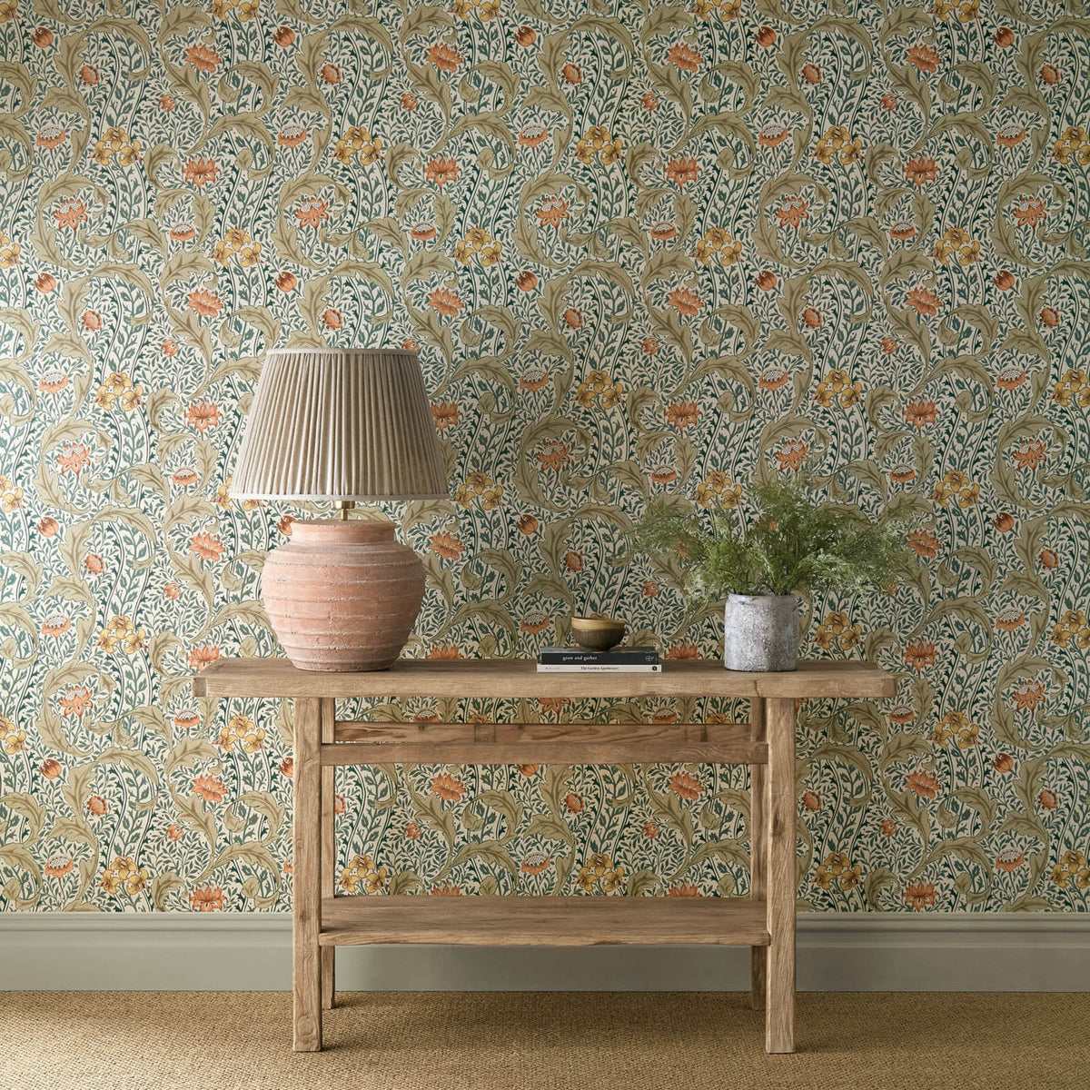 Wild Tulip & Vine in Coral/Teal by Morris & Co.