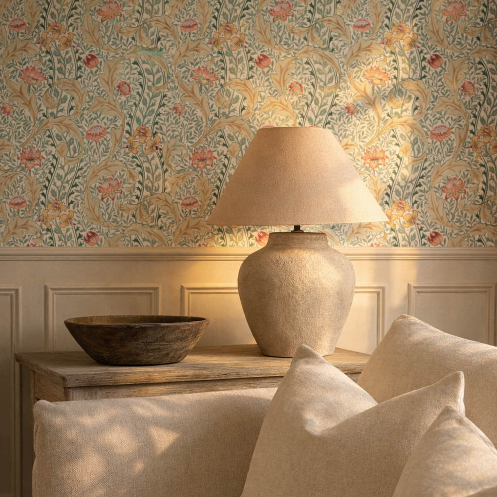 Wild Tulip & Vine in Coral/Teal by Morris & Co.