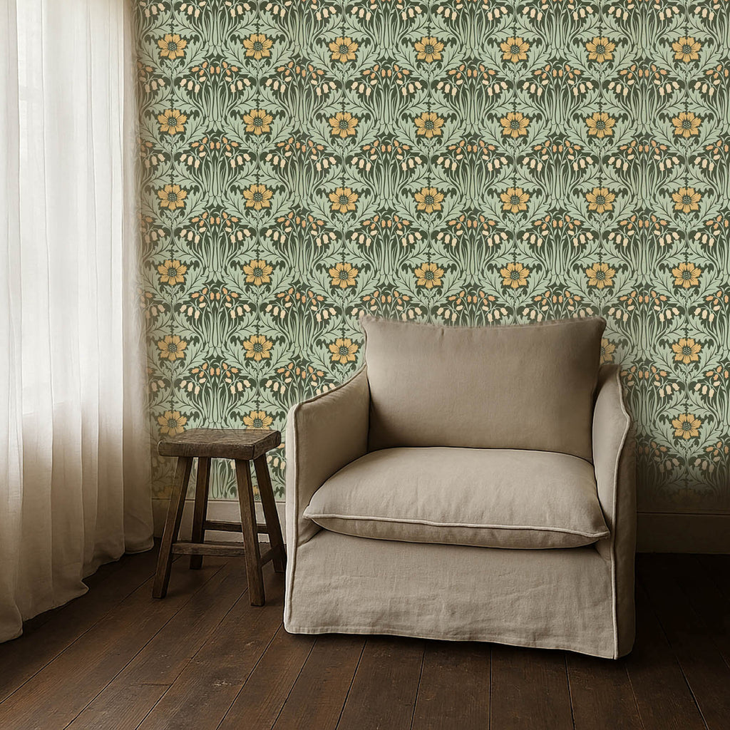 Woodbell & Anemone in Bayleaf/Manilla by Morris & Co.