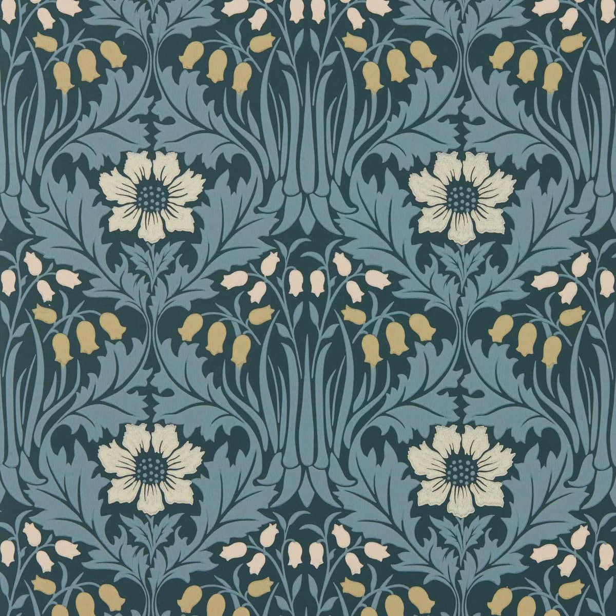Woodbell & Anemone in Indigo by Morris & Co.