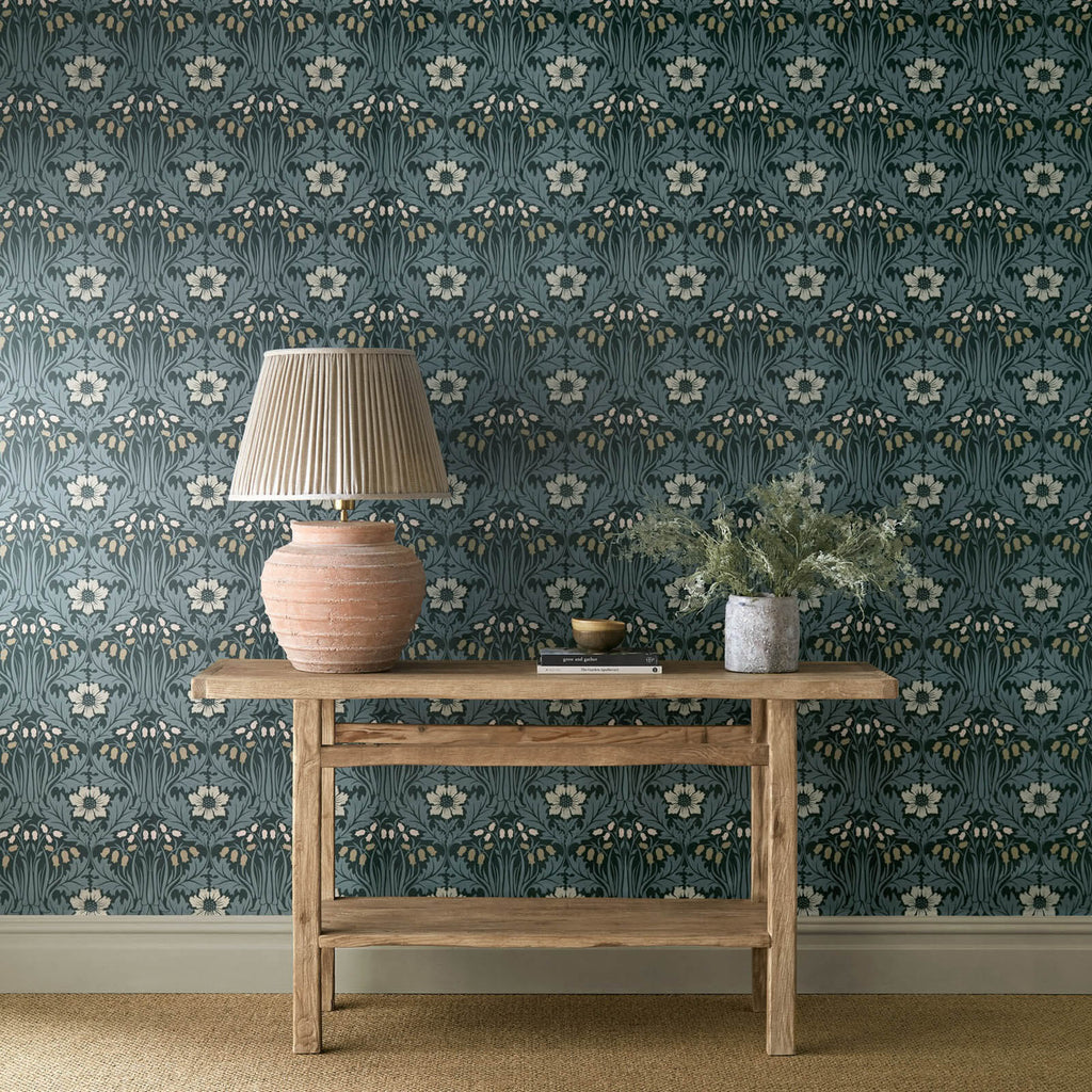 Woodbell & Anemone in Indigo by Morris & Co.