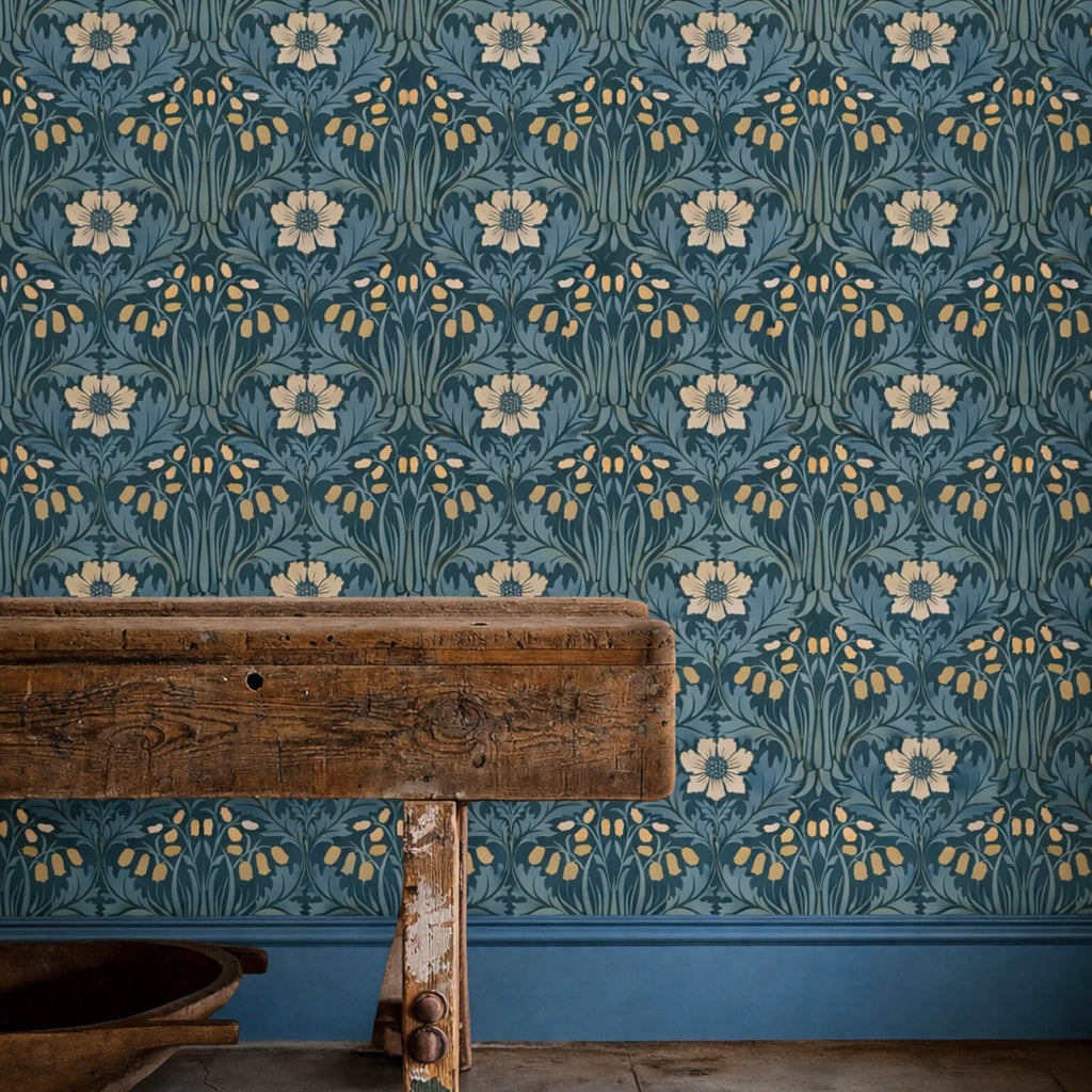 Woodbell & Anemone in Indigo by Morris & Co.