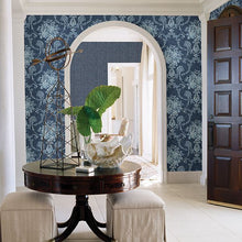 Load image into Gallery viewer, WINSOME BLUE FLORAL DAMASK WALLPAPER - 2702-22748
