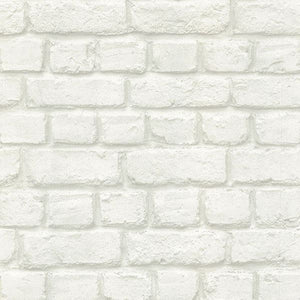 Chugach White Whitewashed Brick Wallpaper