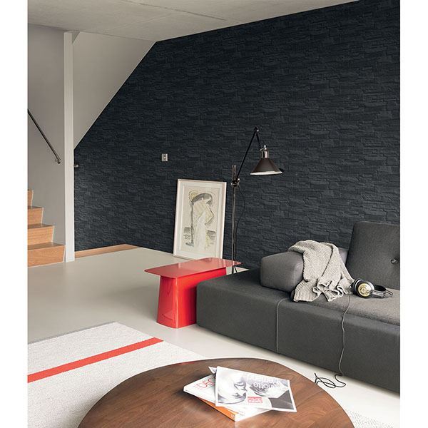 Collegiate Charcoal Stacked Slate Wallpaper