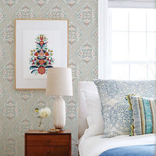 Load image into Gallery viewer, Adele Teal Damask Wallpaper