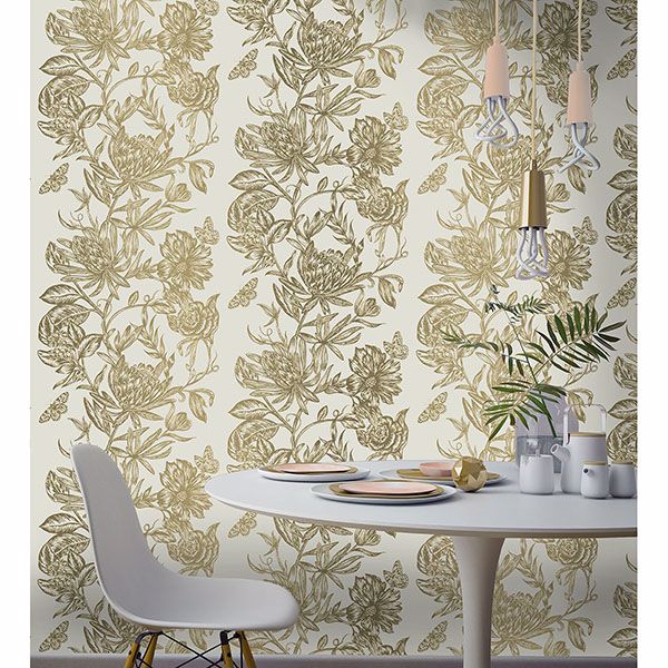 Marquis Gold Floral Wallpaper