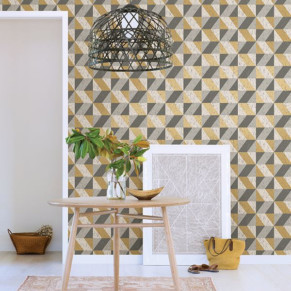 Cerium Concrete Geometric Wallpaper