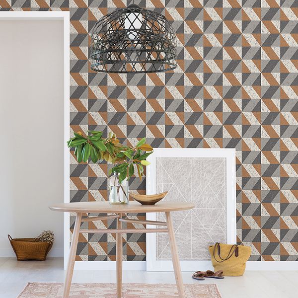 Cerium Concrete Geometric Wallpaper