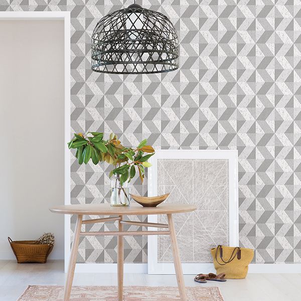 Cerium Concrete Geometric Wallpaper