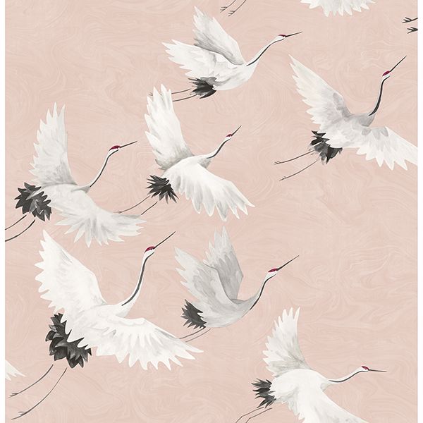 Windsong Pink Bird Peel & Stick Wallpaper