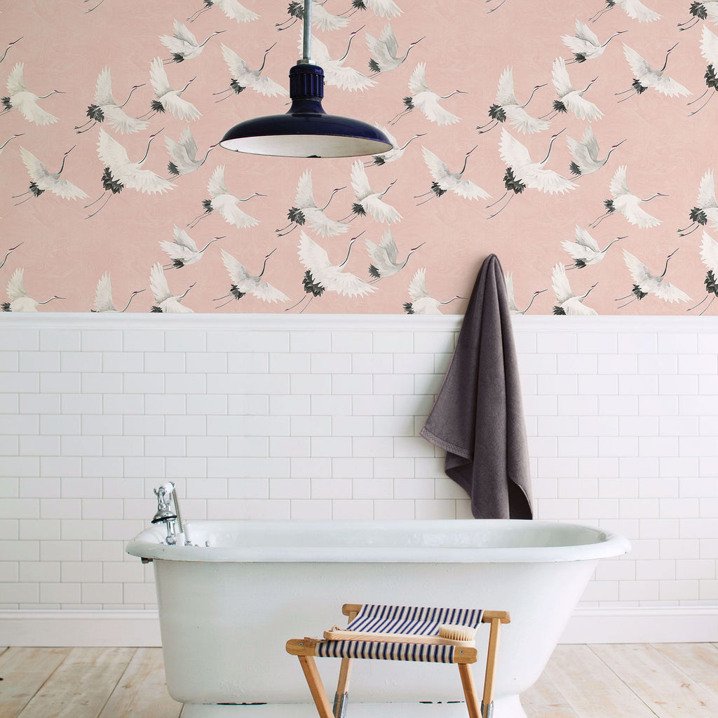 Windsong Pink Bird Peel & Stick Wallpaper