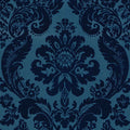 Shadow Blue Damask Wallpaper