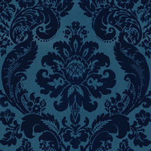 Load image into Gallery viewer, Shadow Blue Damask Wallpaper