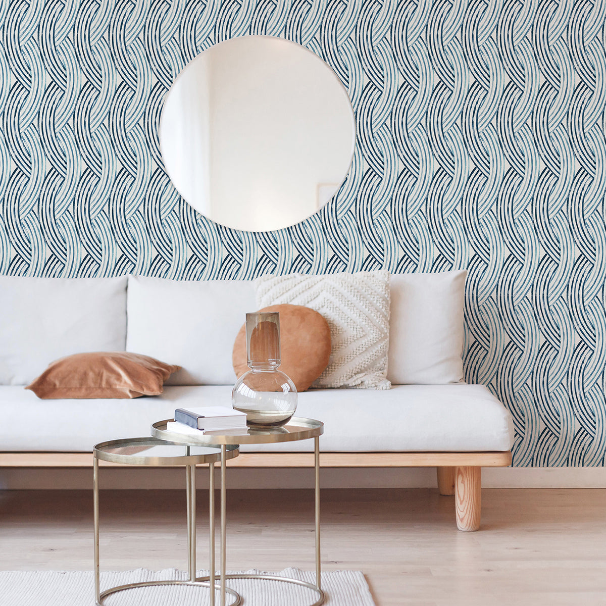 Zamora Blue Brushstrokes Wallpaper