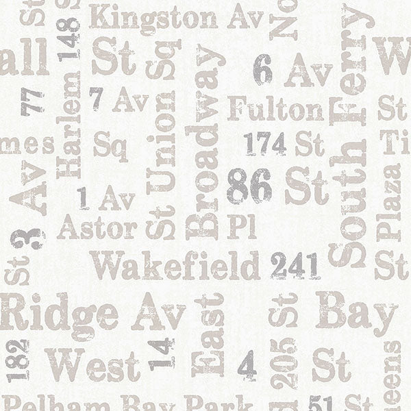 ELLIS TAUPE TYPOGRAPHY WALLPAPER