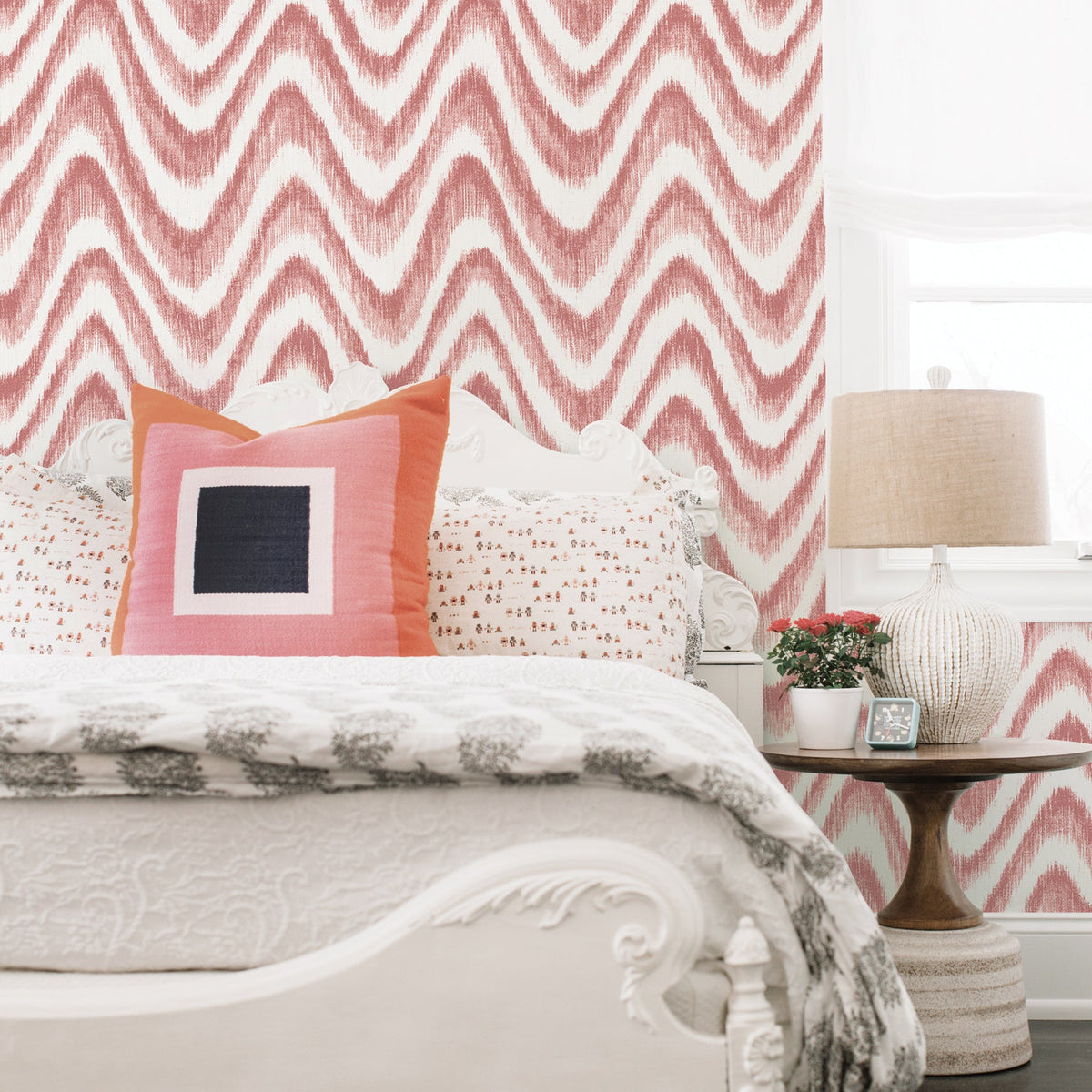 Bargello Faux Grasscloth Wave Wallpaper