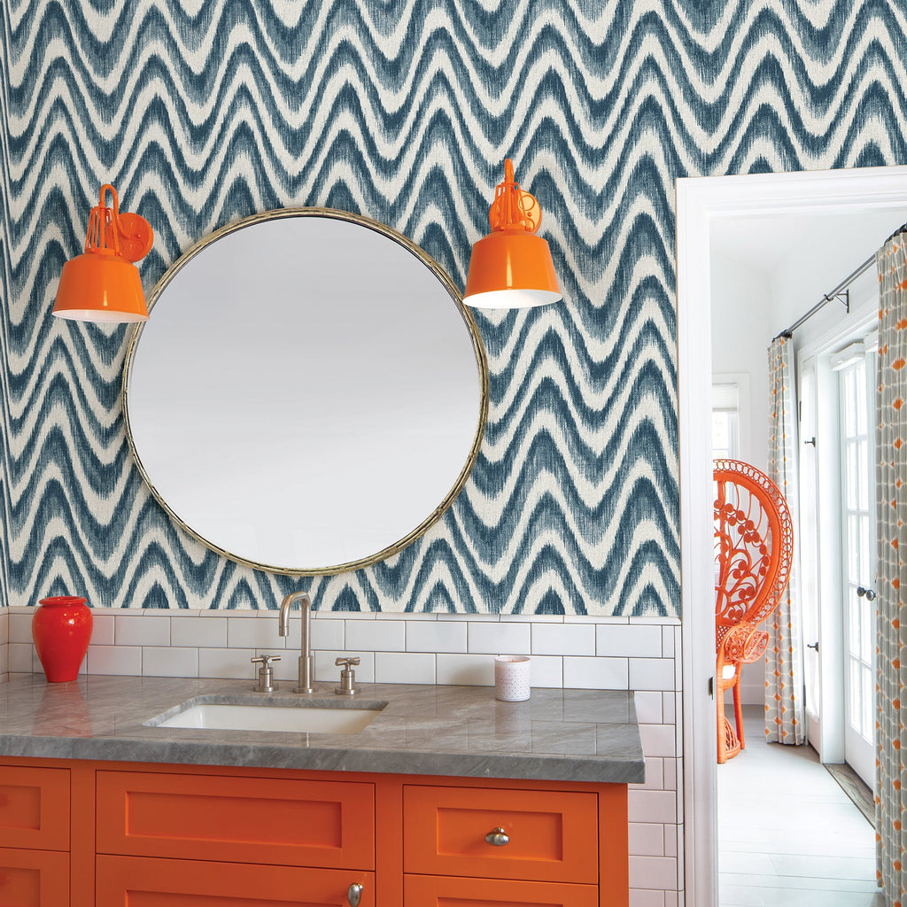 Bargello Faux Grasscloth Wave Wallpaper